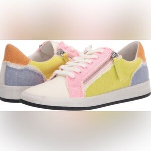 ⭐️ Dolce Vita Women's Miya Sneaker Sherbert  Zipper Pink Yellow Canvas Sz 7